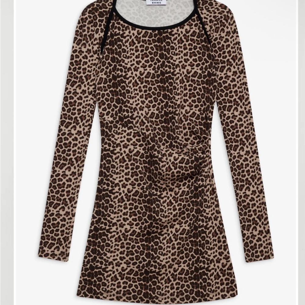 Frankie's Bikinis Cheetah Print Bodycon Dress Brown Tan - Picture 5 of 8